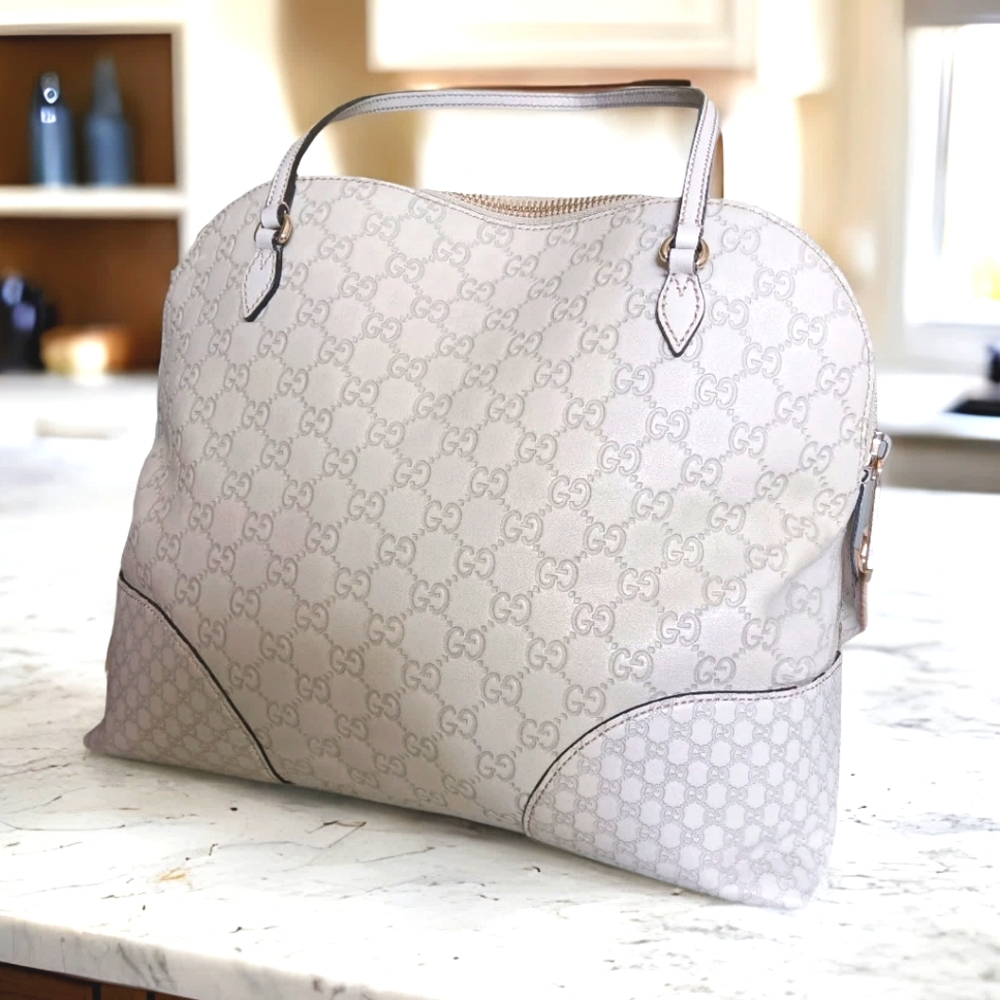Gucci GG Guccissima Cream Leather Bree Dome Shoulder Bag - Picture 6 of 16